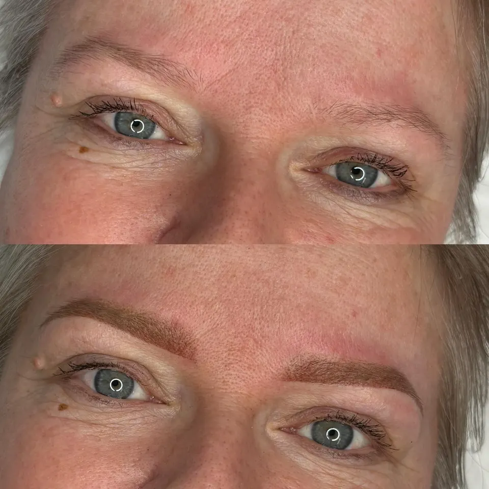 Brows on skin that takes pigment less easily. Two views from one post.