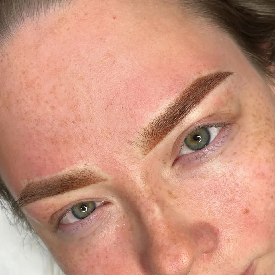 Powder brows photographed straight after treatment