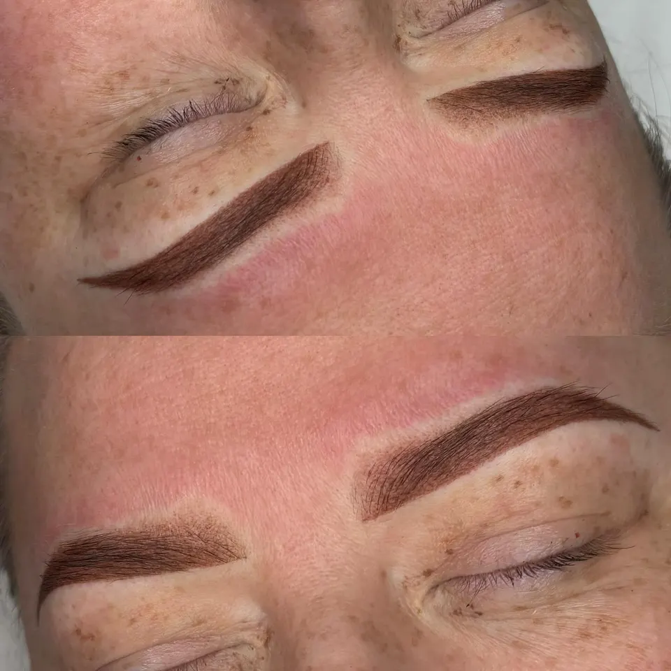 Fresh semi-permanent brows, no retouching
